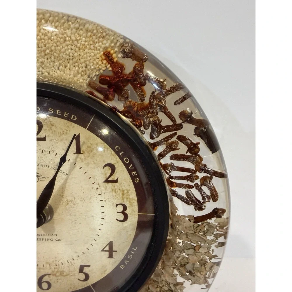 VTG MCM Resin Spice Wall Clock Lucite Retro Kitchen Decor